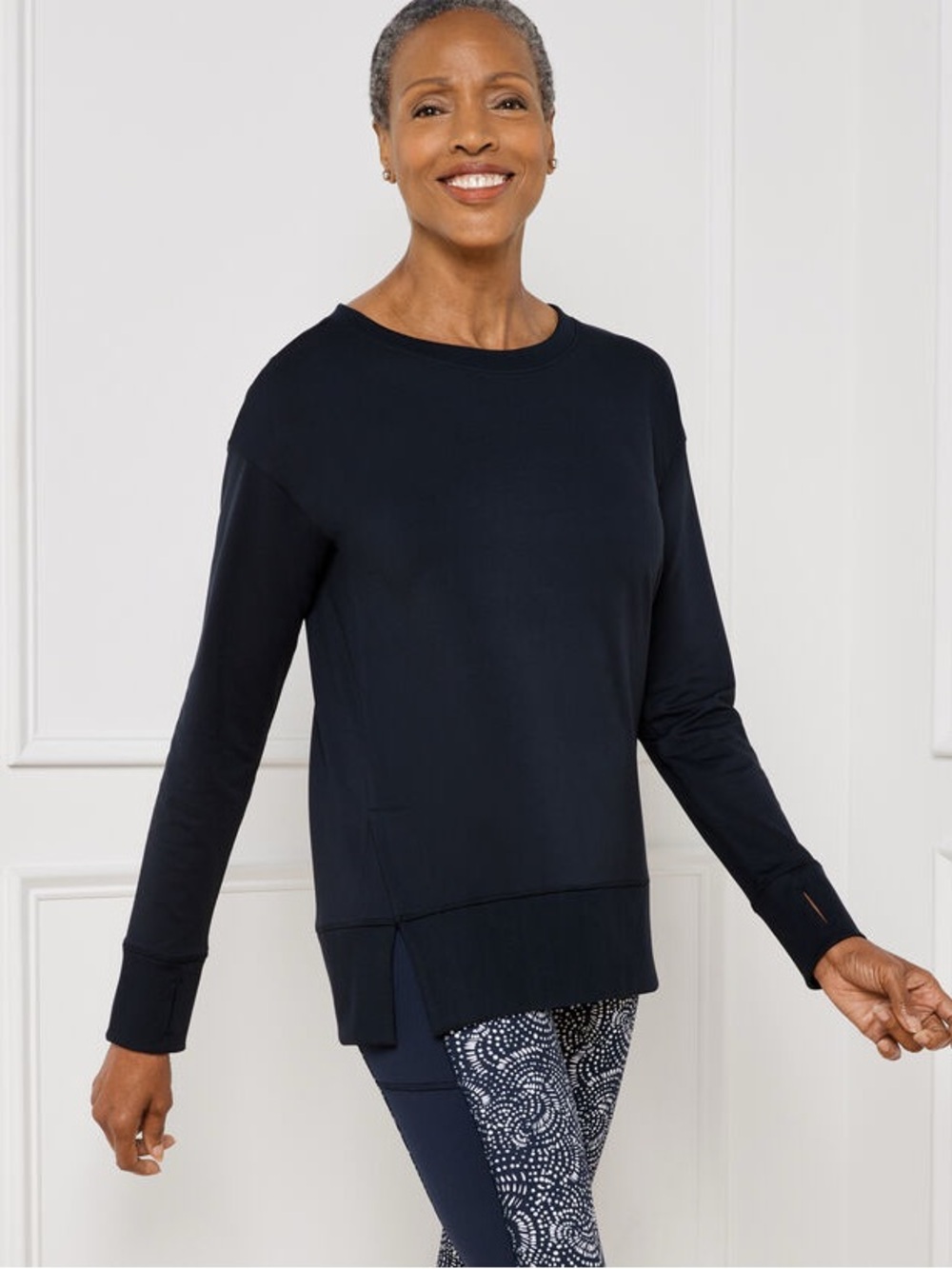 TALBOTS | T by Talbots Navy Brushed Tech Jersey Tunic